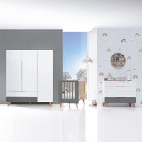 Quarto infantil grande en branco, madeira e cinzento · Lifestyle Plus+ Antracita