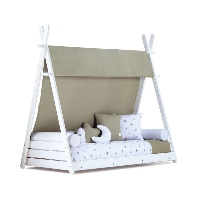 Lit cabane Montessori 90x200 cm avec linge de lit Espuma do mar · Homy XL