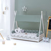 Withe Montessori bed 70x140 cm with green bedding · Homy