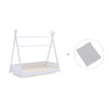 Withe Montessori bed 70x140 cm with grey bedding · Homy