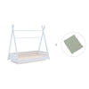 Withe Montessori bed 70x140 cm with green bedding · Homy