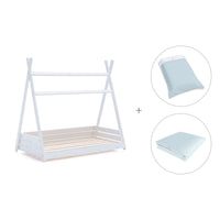 Lit d'enfant Montessori 70x140 cm avec linge de lit Mint · Homy