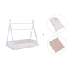 Withe Montessori bed 70x140 cm with pink flowers bedding · Homy