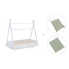 Withe Montessori bed 70x140 cm with green bedding · Homy