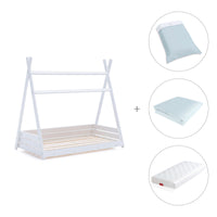 Lit d'enfant Montessori 70x140 cm avec linge de lit Mint · Homy