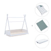 Withe Montessori bed 70x140 cm with green bedding · Homy