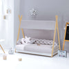 Wooden Montessori bed 90x200 cm with grey bedding · Homy Life XL