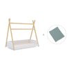 Wooden Montessori bed 70x140 cm with green bedding · Homy Life