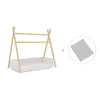 Wooden Montessori bed 70x140 cm with grey bedding · Homy Life