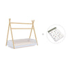 Wooden Montessori junior bed 90x200 cm with Natura textile · Homy Life XL