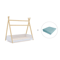 Lit d'enfant Montessori 70x140 cm en bois avec linge de lit Mare · Homy Life