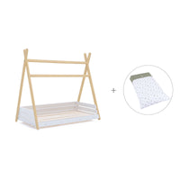 Lit d'enfant Montessori 70x140 cm en bois avec linge de lit Espuma do mar · Homy Life