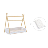 Wooden Montessori bed-cottage 70x140 cm with Taiga textile · Homy Life