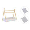Wooden Montessori bed 70x140 cm with grey bedding · Homy Life