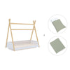 Wooden Montessori bed 70x140 cm with green bedding · Homy Life