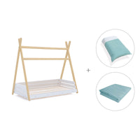 Lit d'enfant Montessori 70x140 cm en bois avec linge de lit Mare · Homy Life