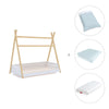 Wooden Montessori bed-cottage 70x140 cm with Mint textile · Homy Life