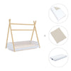 Wooden Montessori bed 70x140 cm with beige bedding · Homy Life
