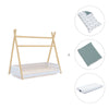 Wooden Montessori bed 70x140 cm with green bedding · Homy Life