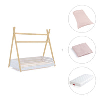 Cama Montessori madeira 70x140 cm con têxtil Cremarosa · Homy Life