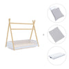 Wooden Montessori bed 70x140 cm with grey bedding · Homy Life