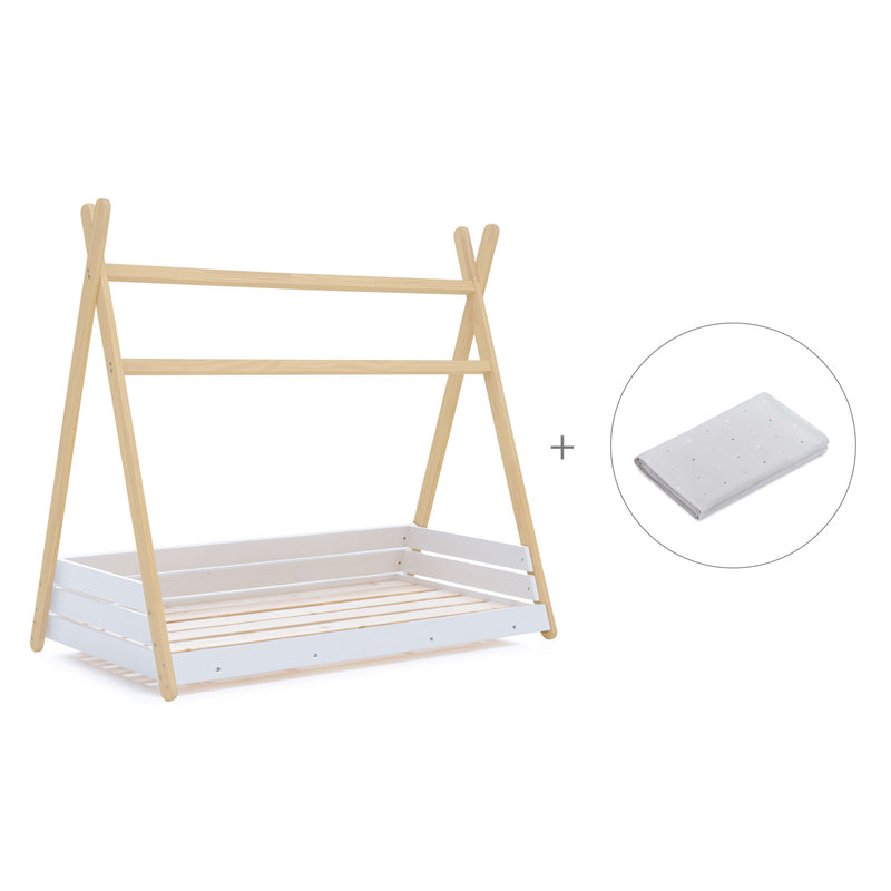 Lit d'enfant Montessori 90x200 cm en bois avec linge de lit Galaxy · Homy Life XL