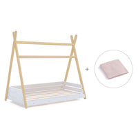 Lit d'enfant Montessori 90x200 cm en bois avec linge de lit Cremarosa · Homy Life XL