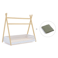 Lit d'enfant Montessori 90x200 cm en bois avec linge de lit Espuma do mar · Homy Life XL