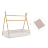 Lit Montessori bois 90x200 cm avec linge de lit rose · Homy Life XL