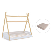 Cama junior Montessori madeira 90x200 cm con têxtil Arena · Homy Life XL