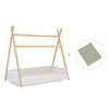 Wooden Montessori bed 90x200 cm with green bedding · Homy Life XL