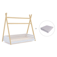 Cama junior Montessori madeira 90x200 cm con têxtil Carezza · Homy Life XL