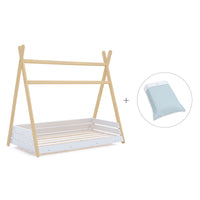 Lit d'enfant Montessori 90x200 cm en bois avec linge de lit Mint · Homy Life XL