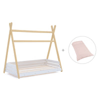 Lit d'enfant Montessori 90x200 cm en bois avec linge de lit Cremarosa · Homy Life XL