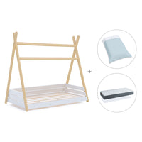 Lit d'enfant Montessori 90x200 cm en bois avec linge de lit Mint · Homy Life XL