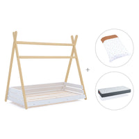 Lit d'enfant Montessori 90x200 cm en bois avec linge de lit Ariake · Homy Life XL