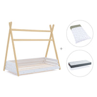 Lit d'enfant Montessori 90x200 cm en bois avec linge de lit Espuma do mar · Homy Life XL