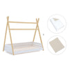 Lit Montessori bois 90x200 cm avec linge de lit beige · Homy Life XL