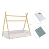 Lit Montessori bois 90x200 cm avec linge de lit vert eucalyptus · Homy Life XL