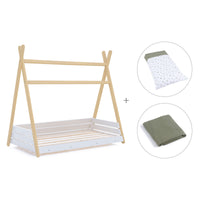 Lit d'enfant Montessori 90x200 cm en bois avec linge de lit Espuma do mar · Homy Life XL