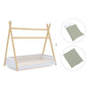 Wooden Montessori bed 90x200 cm with green bedding · Homy Life XL