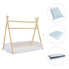 Lit d'enfant Montessori 90x200 cm en bois avec linge de lit Mint · Homy Life XL