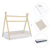Lit Montessori bois 90x200 cm avec linge de lit beige · Homy Life XL