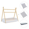 Wooden Montessori bed 90x200 cm with grey bedding · Homy Life XL