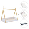 Wooden Montessori junior bed 90x200 cm with Taiga textile · Homy Life XL