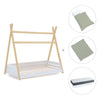 Wooden Montessori bed 90x200 cm with green bedding · Homy Life XL
