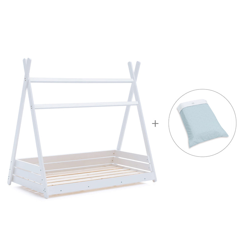 Lit cabane Montessori 90x200 cm avec linge de lit Mint · Homy XL