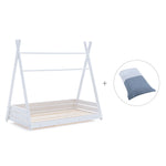 Lit cabane Montessori 90x200 cm avec linge de lit Alba Blu · Homy XL