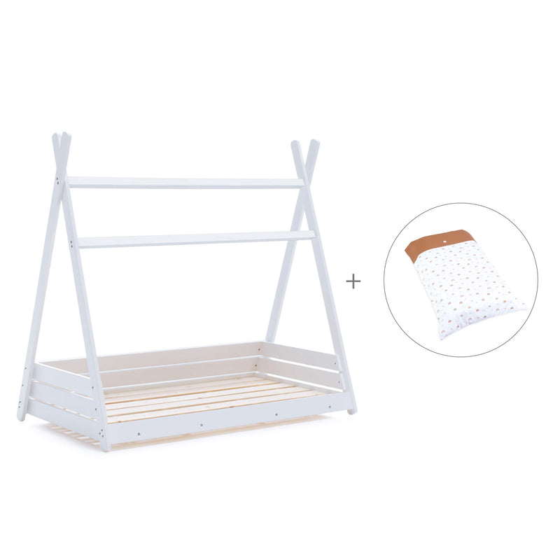 Montessori Kinder-Hausbett 90x200 cm + Bettbezug-Ariake · Homy XL