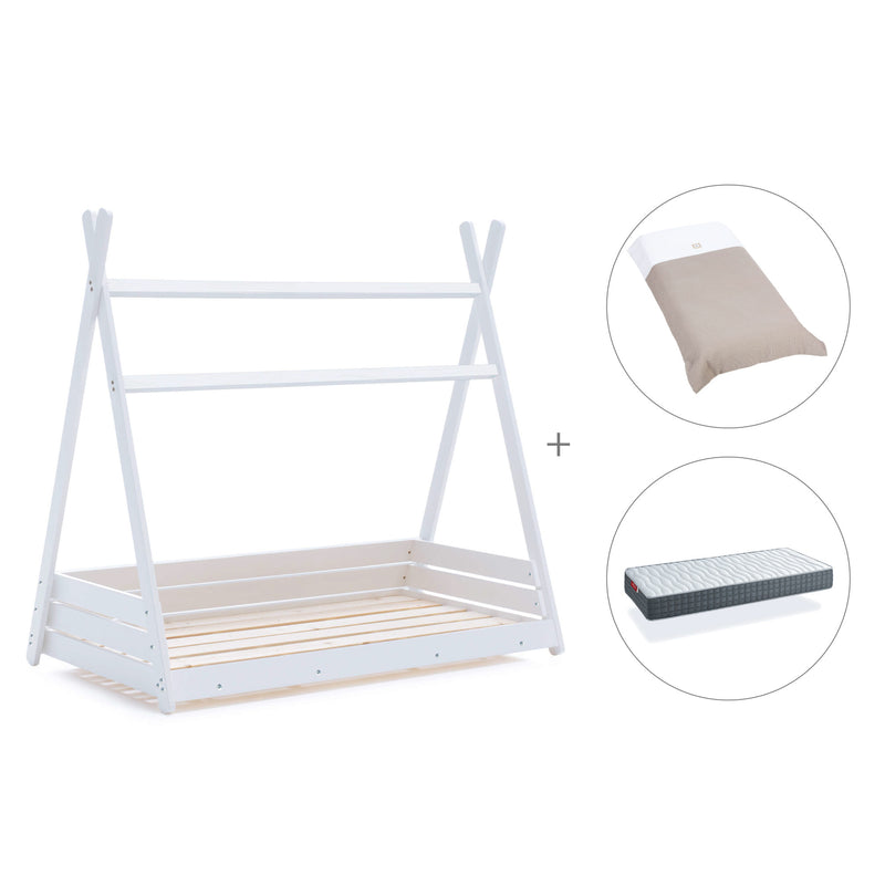 Lit cabane Montessori 90x200 cm avec linge de lit Arena · Homy XL